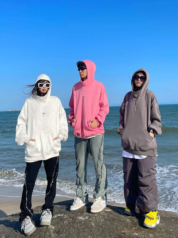 saferido American Street Retro Hooded Sweater for Men and Women Autumn New Design Sense Couple Loose Versatile Coat