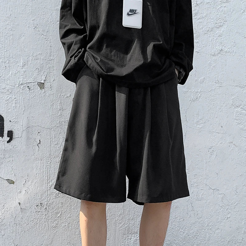 saferido Summer Suit Shorts Men Fashion Society Mens Dress Shorts Korean Loose Grey Black Casual Shorts Mens Office Formal Shorts M-2XL