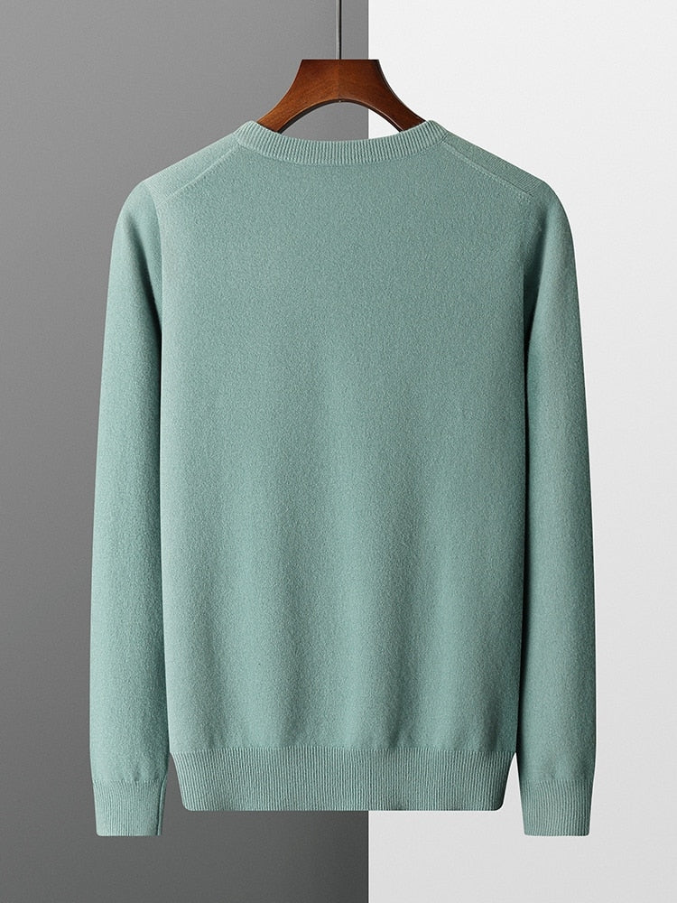 Merino Wool Sweater Men's V-neck Pullover Top Autumn Winter Knitted Casual Loose 100% Pure Wool Jacket