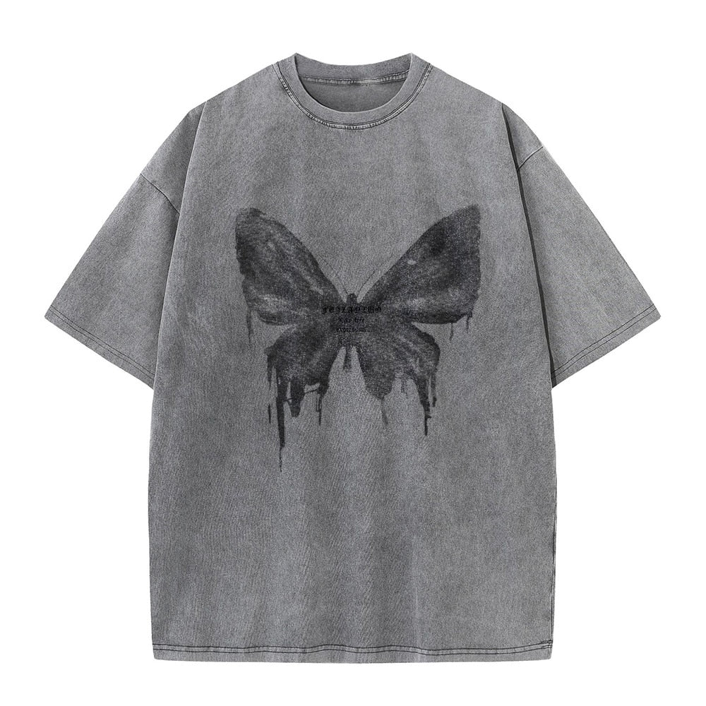 240G Cotton Vintage Short-sleeved T-shirt Men Y2K American Retro T Shirt Women Summer Hip Hop Tees Harajuku T-shirts