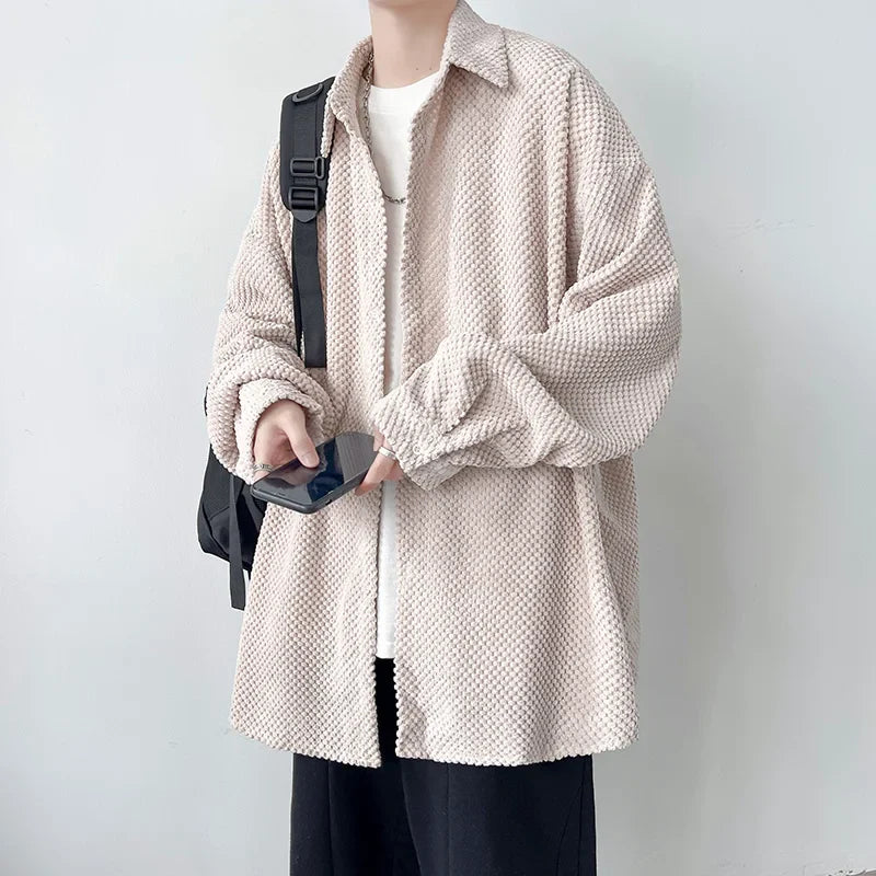 saferido Autumn Long Sleeved Shirt Men Oversized Fashion Casual Shirt Men Streetwear Loose Checkered Shirt Mens Vintage Shirts M-3XL