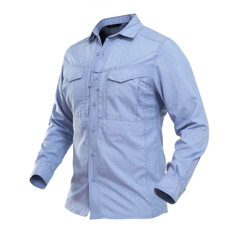 saferido Outdoor Hiking Tactical Shirt Quick Dry Skin Clothes Spring Summer Breathable Military Shirt Lapel Casual Business Shirts Tops