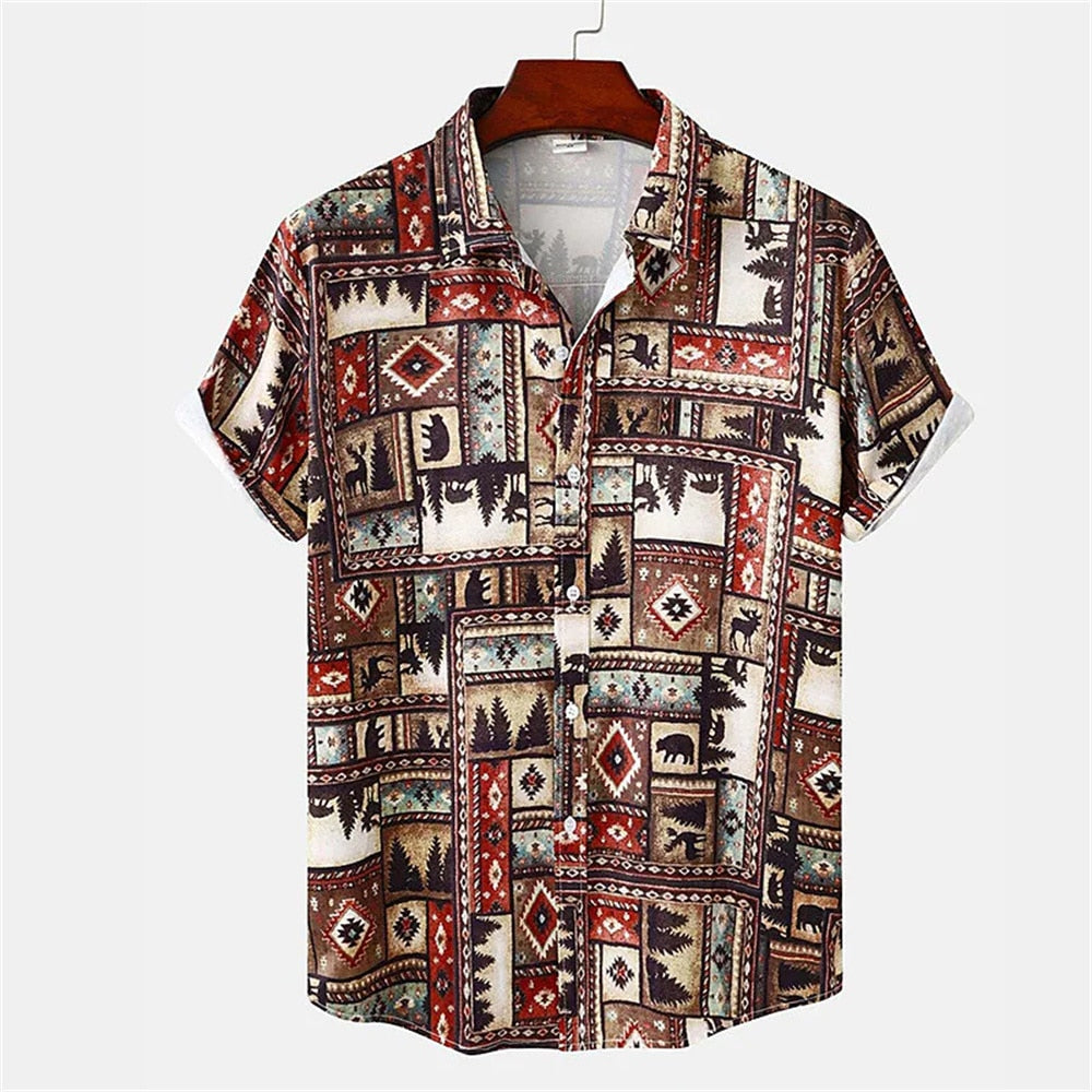 Men'S Shirts Hawaiian Striped Print Short Sleeve Casual Tops Lapel Oversized Printed Shirt Harajuku Streetwear Dazn Y2k Clothes