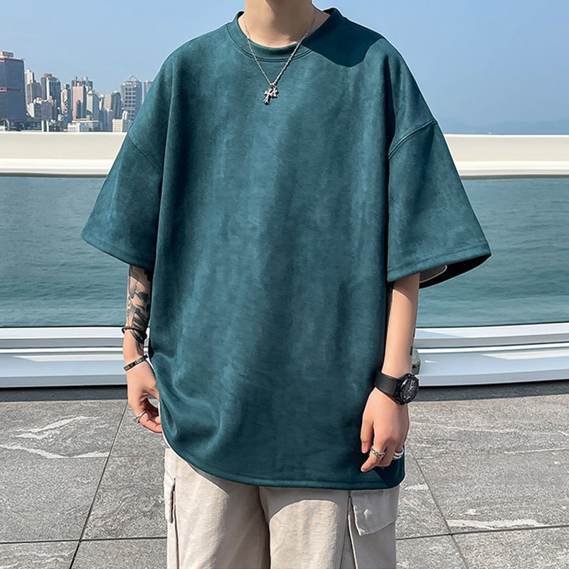 New Design Men's T Shirt Summer Fashion Loose Basic Solid O-Neck T Shirts Women Casual Short Sleeve Hip Hop Top Tees Streetwears