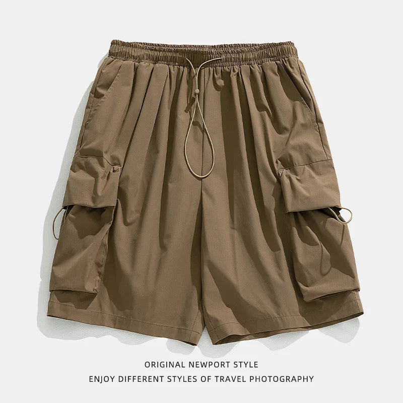 saferido Khaki Cargo Shorts Men Techwear Korean Casual Pants Male Jorts for Men Summer Loose Japanese Streetwear Hip Hop Pocket