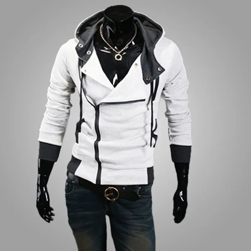 Casual Man Hoodie Sweatshirt Slim Male Zipper Streetwear Cardigan Hoodies Outerwear Black Sportswear Men Hooded Jacket