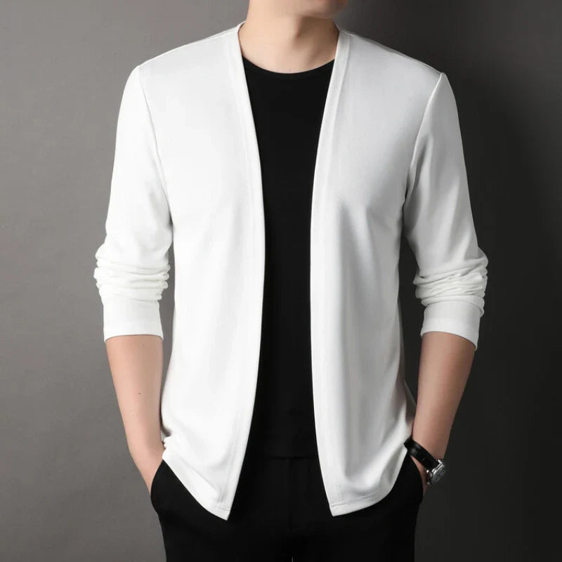 Autumn and Winter Men's Clothing Men's Knitted Cardigan V-neck Solid Casual Cardigan