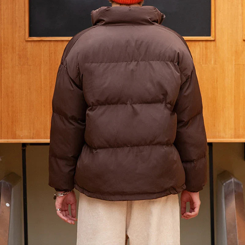 Men Harajuku Warm Bubble Coat Winter Jacket Streetwear Solid Black Parkas Man Korean Fashion Puffer Jackets Coats