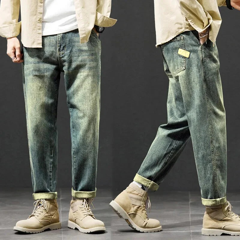 Jeans For Men Baggy Pants Loose Fit Harem Pants Vintage Clothes Men Fashion Pockets Patchwork Large Trousers Oversized 42