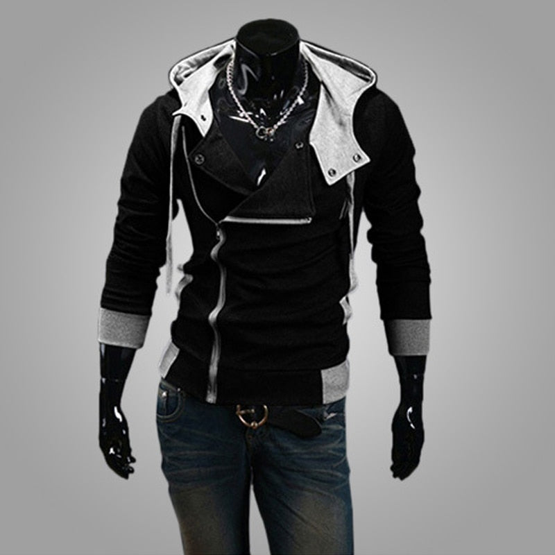 Casual Man Hoodie Sweatshirt Slim Male Zipper Streetwear Cardigan Hoodies Outerwear Black Sportswear Men Hooded Jacket
