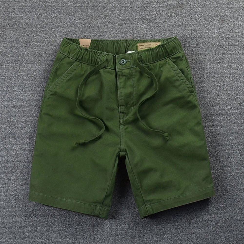 Shorts Mens Casual Cotton Shorts Work Trousers Knee Length Elastic Waist Men Chino Shorts
