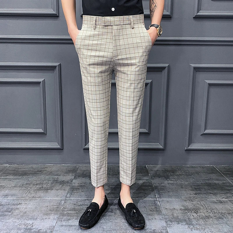 saferido New British Style Dress Suit Pant Man New Plaid Suit Pant Men Designer Gentlemen Business Casual Work Pant Trousers 28-34
