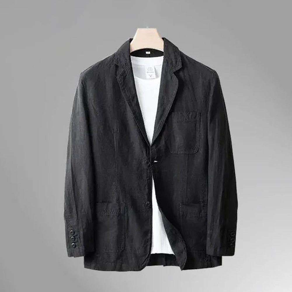 Men's Linen Casual Suit Jacket Summer New Solid Color Refreshing Breathable Slim British Cotton Linen Suit Retro Simple Top