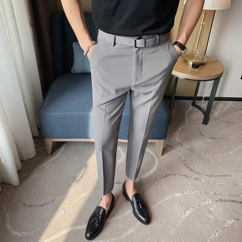 saferido Men Suit Pants Spring Pure Color Business Casual Formal Pants Slim High Quality Men's Fashion Classic Men's Suit Trousers