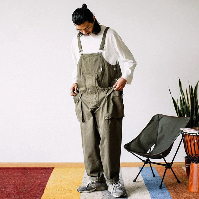 saferido Streetwear Casual Romper Overalls Men And Women Fashion Sleeveless Straps Jumpsuit Spring Summer Vintage Patch Pockets Playsuits