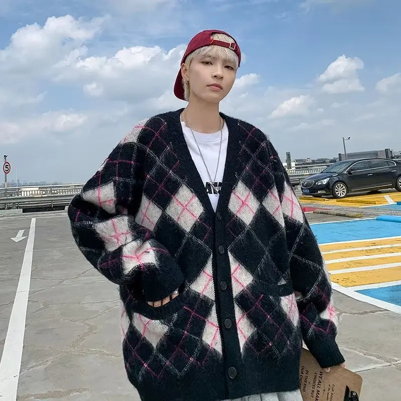 Men Vintage Korean Style Popular Long Sleeves All-match Chic Streetwear Couple Knitwear Loose Leisure Autumn Simple New