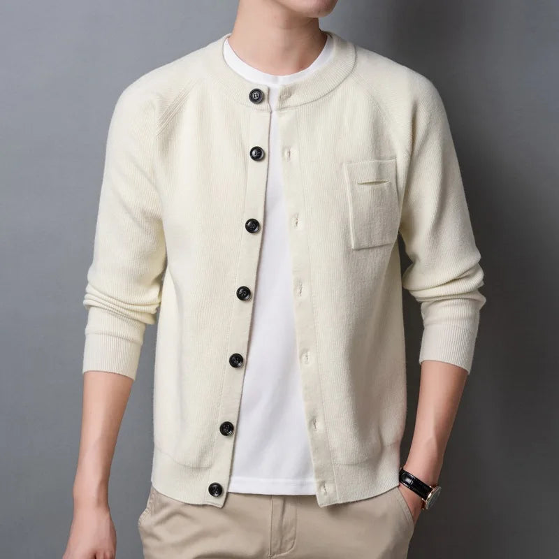High Quality Fall Sweater Cardigan Men Knitting Pocket Sweaters Winter Warm Coat Male Single Breasted Top Camel Cardigan Sweater