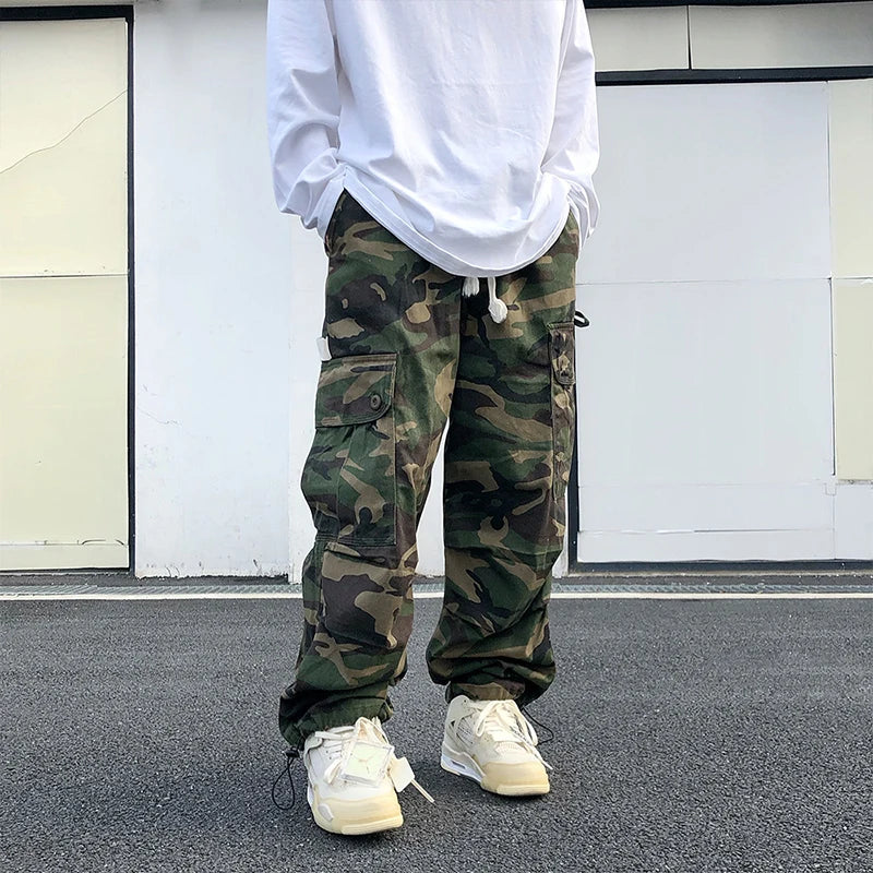 saferido Men Camouflage Cargo Jeans 2024 Spring Autumn Fashion Y2k Loose Pocket Streetwear Baggy Parachute Pants Male Vintage Trousers