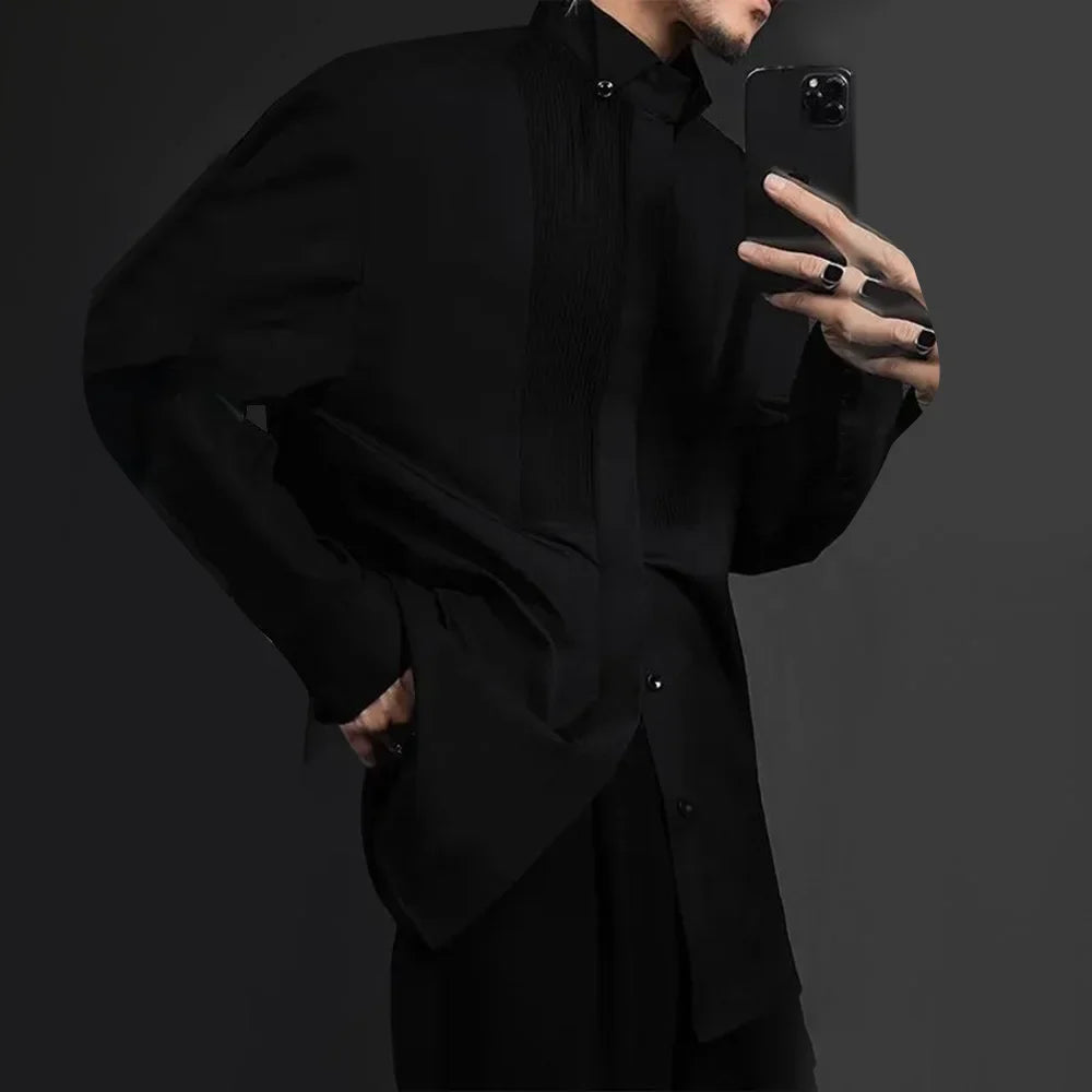 saferido Mens Shirt Textured British Casual Shirt Spring Streetwear Office Elegant Business Commuting Long Sleeve Top Men'S Clothing 2024