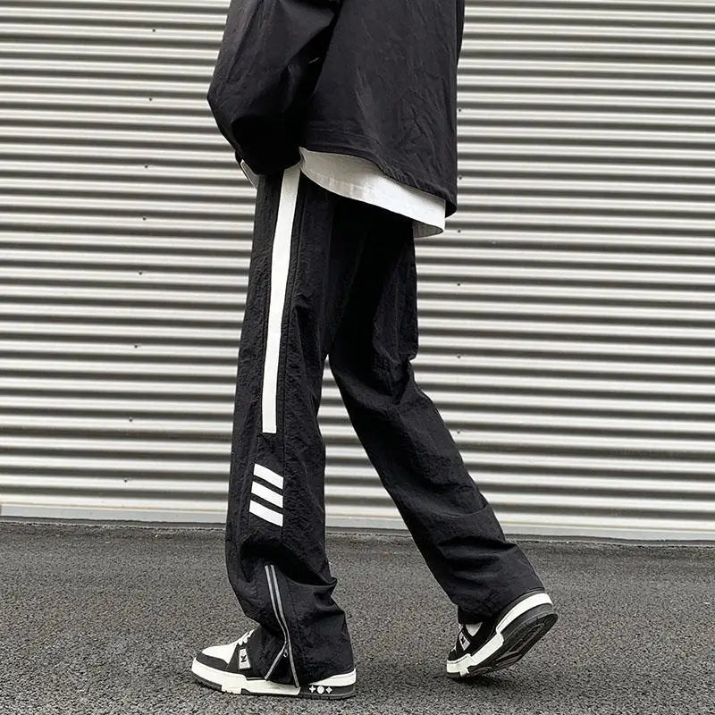saferido American Men High Street Functional Style Cargo Pants Zipper Foot and Mouth Outdoor Mountain Climbing Casual Straight Trousers