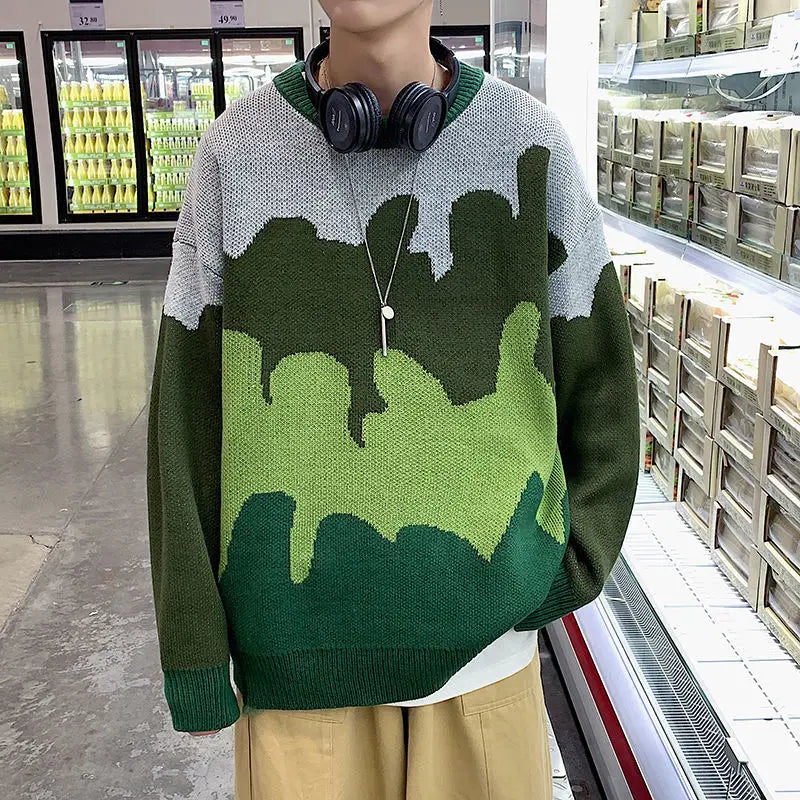 saferido Sweater Y2K With Hearts Harajuku Fashion Men's Clothes Winter Trend Women's Print Oversize Korean Knit Hip Hop Clothing Sweater