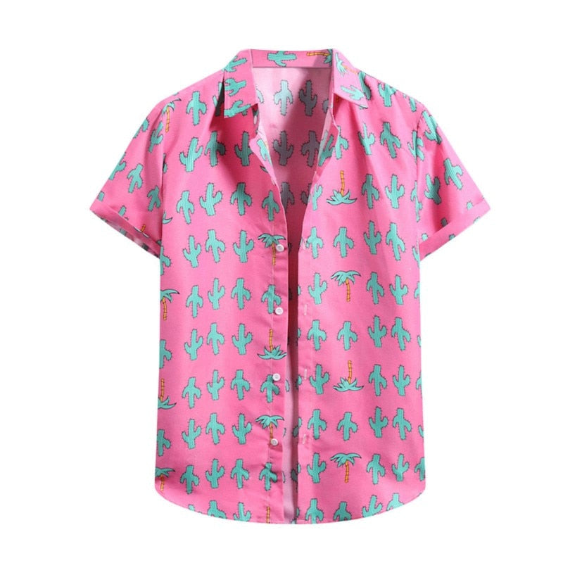 Men's Hawaiian Polyester Summer Short Sleeve Shirt Tropical Leaf 3D Pattern Printing Beach Male Shirts Casual Blouse For Men 5xl