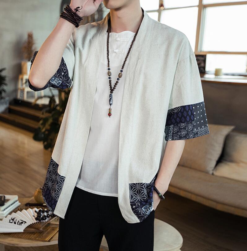 Kimono Japanese Costume Men Coat Harajuku Style Tops Japan Haori Cardigan Chinese Traditional Jacket Loose Shirt Yukata Coats