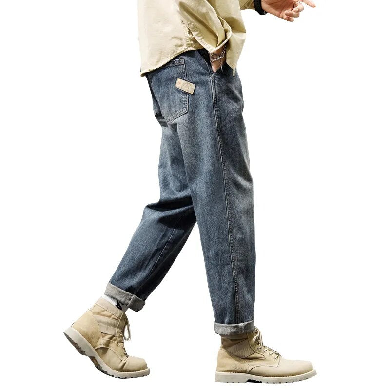 Jeans For Men Baggy Pants Loose Fit Harem Pants Vintage Clothes Men Fashion Pockets Patchwork Large Trousers Oversized 42