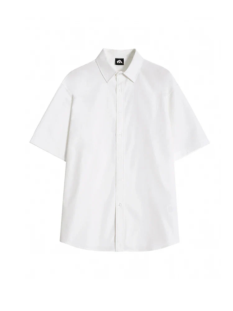 saferido Men Short Sleeve Shirt 2024 Summer New Korean Style Single Breasted Lapel Business Casual Top Solid Color Male