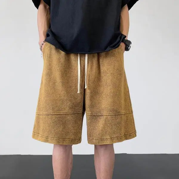 saferido Streetwear Washable Old Shorts Men's Fashion Brand Loose Summer American Casual Sports 5/4 Pants Large