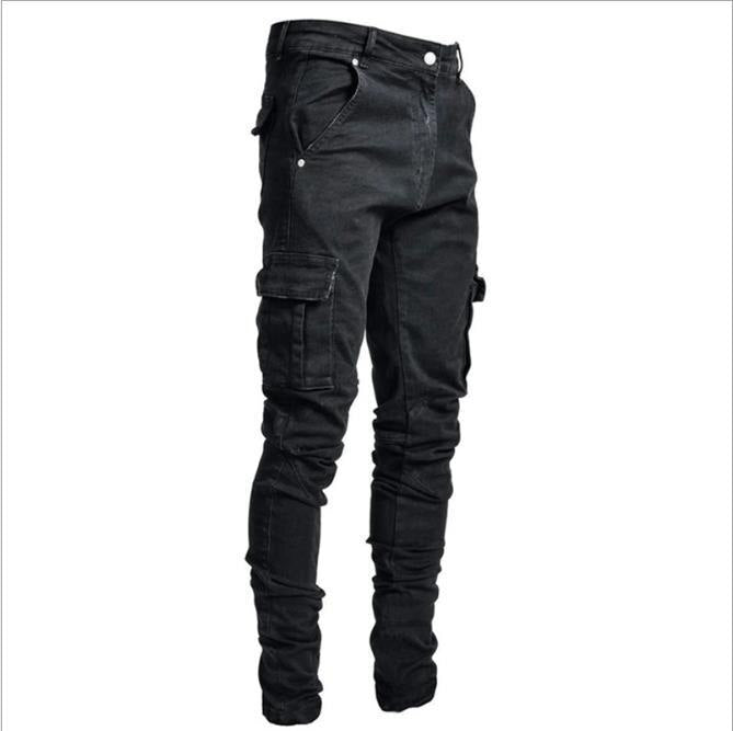Straight Jeans Men Punk Skinny Denim Pants Spring Summer Boyfriend Jeans Streetwear Zipper Slim Fit Black Goth Trousers