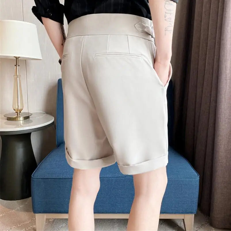saferido Men Summer Shorts Korean Fashion Business Shorts Casual Chino Shorts Office Trousers Cool Breathable Summer Clothing S-3XL