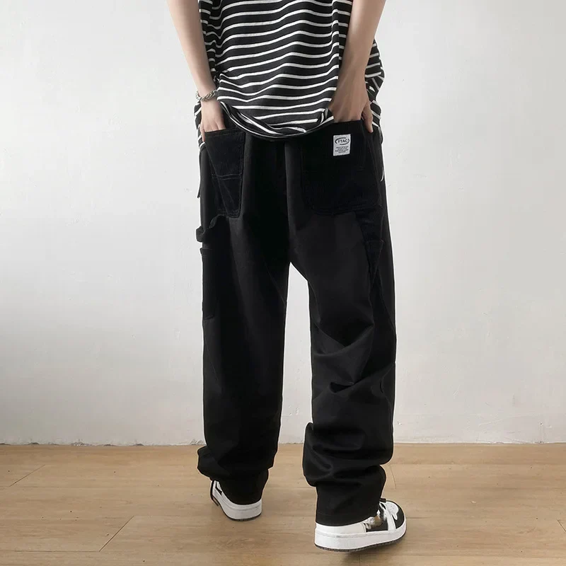 saferido Men's Overalls Vintage Baggy Straight Pants Spring Summer Casual Sweatpants Fashion Oversized Trousers Male Bottoms Y2K Clothes