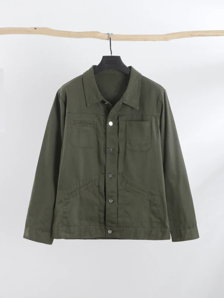 Vintage Men's Denim Jackets Spring Casual Solid Single Breasted Pocket Top Chic Loose Patchwork Oversize Cargo Jackets New