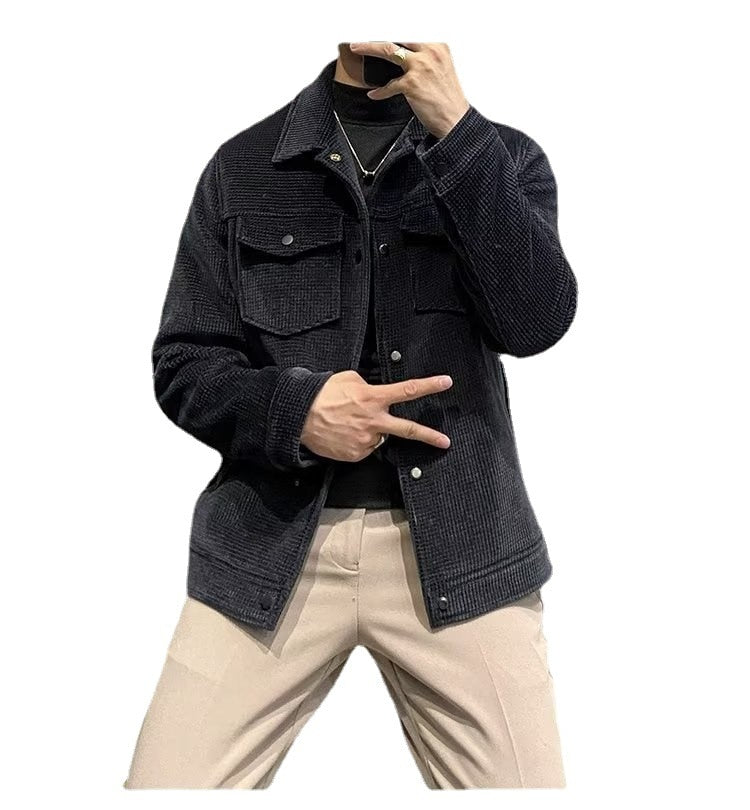 Winter Fashion Jacket Men's Lapel Autumn And Winter New Corduroy Jacket