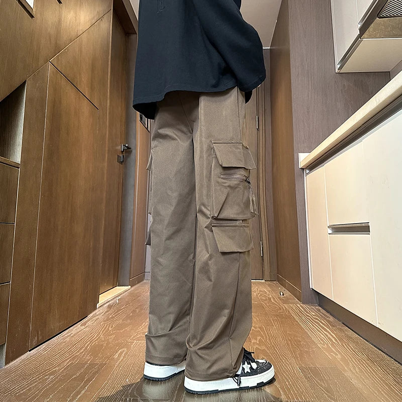 saferido Spring New Cargo Pants Men's Loose Straight Oversize Clothing Men's Baggy Sweatpants Multi-Pockets Jogger Trousers 5XL
