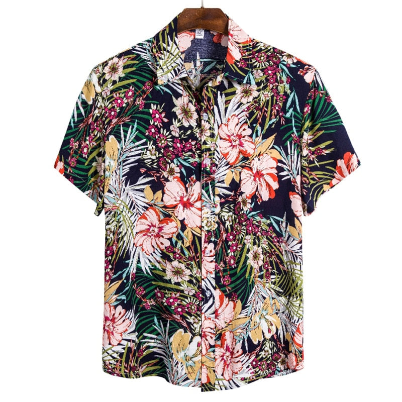 Men's Hawaiian Polyester Summer Short Sleeve Shirt Tropical Leaf 3D Pattern Printing Beach Male Shirts Casual Blouse For Men 5xl