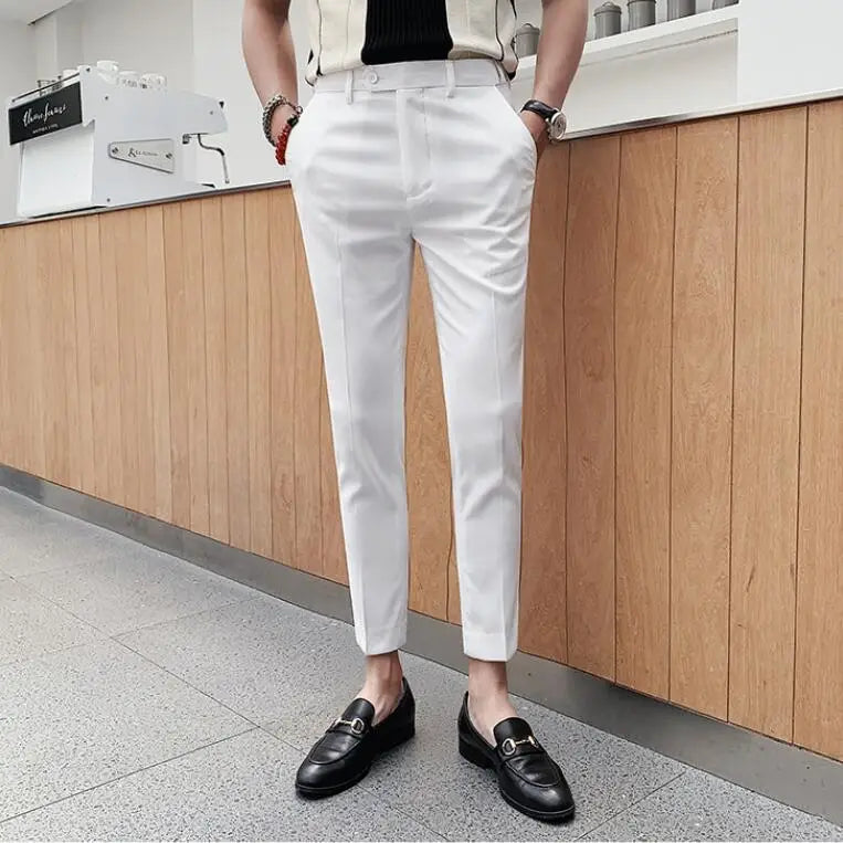 saferido Spring and Summer New Suit Pants Nine Minutes Pants Korean Slim Men's Business Casual Pants Men's Trousers Men Trousers 36