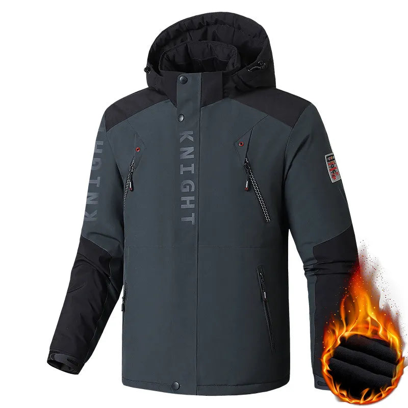 Outdoor Black Fashion Parkas Zip Up Jacket Winter Thick Velvet Oversize 7XL 8XL 9XL Coat For Men's Windproof Waterproof Clothes