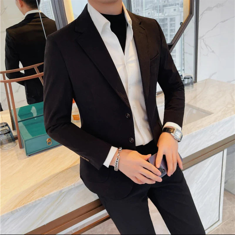 saferido Men's Spring Quality Business Suit Jackets/Male Slim Fit Fashion Tuxedo/Man Solid Color Veste Homme Luxe Blazers Coats 3XL