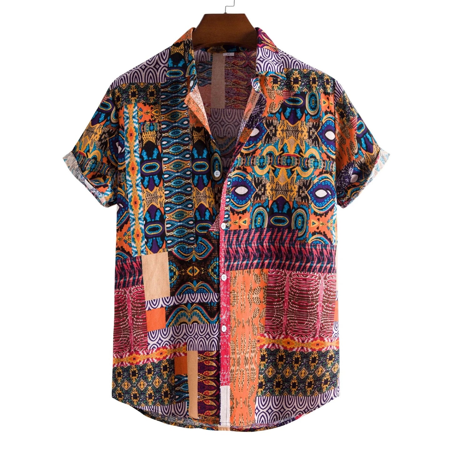 Mens Vintage Button Up Linen Shirts Slim Fit Short Sleeve Hawaiian Floral Shirt Men Casual Harajuku Streetwear Camisas Homme XXL
