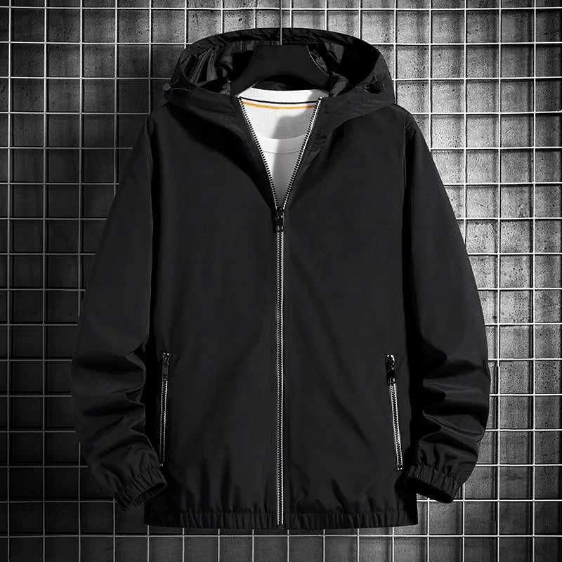 saferido Men's Jacket Spring Autumn Fashion Thin Hooded Jacket Street Retro Casual Coat with Pocket Sports Windbreaker