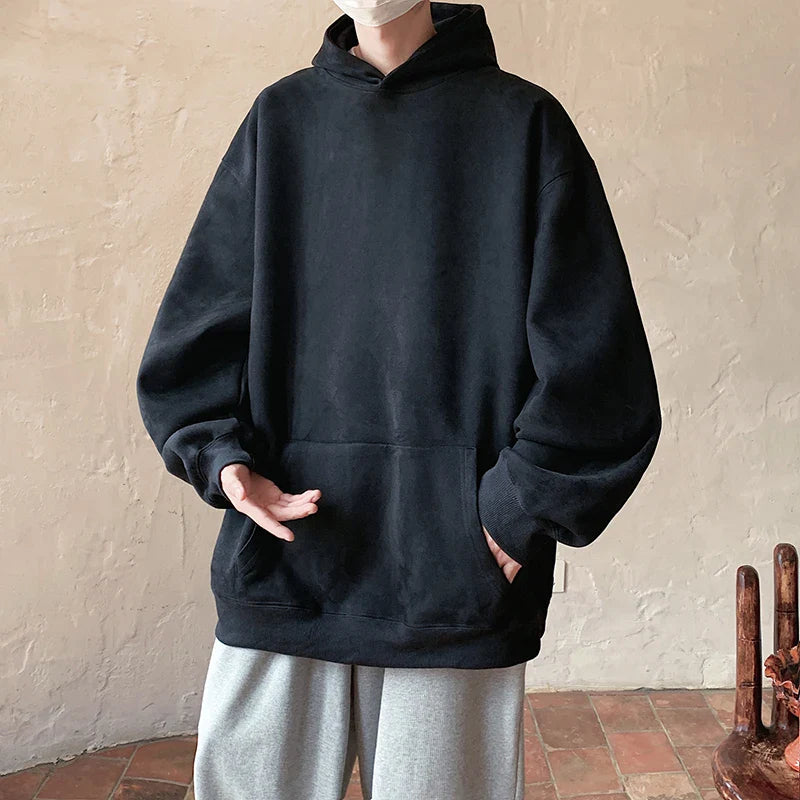 saferido Autumn New Solid Hoodie Men Harajuku Fashion Casual Oversized Hoodies Couples Loose Hooded Streetwear Sweatshirt 5XL