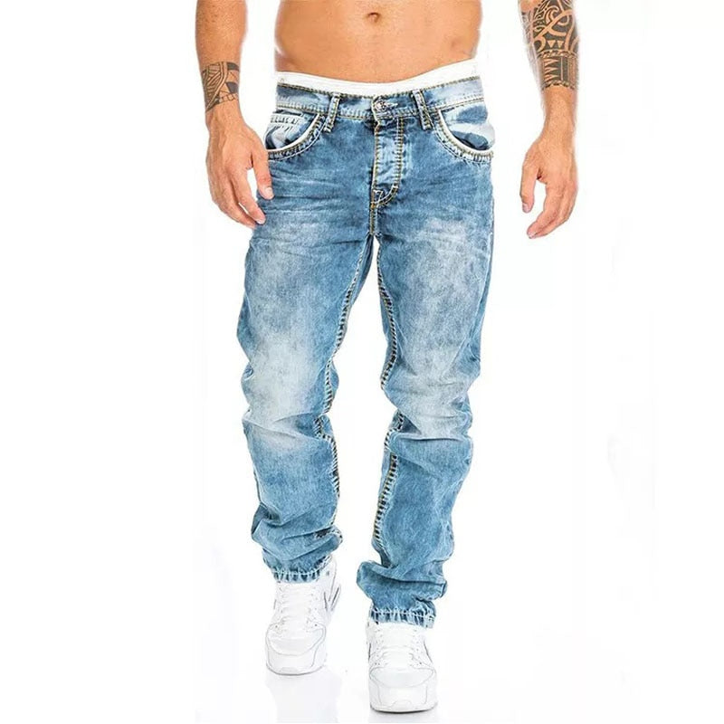 Straight Jeans Men Punk Skinny Denim Pants Spring Summer Boyfriend Jeans Streetwear Zipper Slim Fit Black Goth Trousers