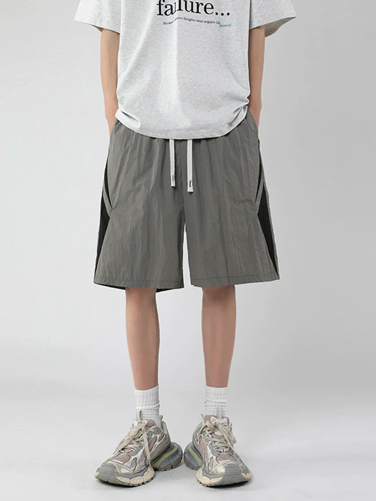 saferido Men Shorts Sporty Quick-drying Knee-length Simple Drawstring Summer Fashion Casual Korean Style All-match Loose Comfortable Male