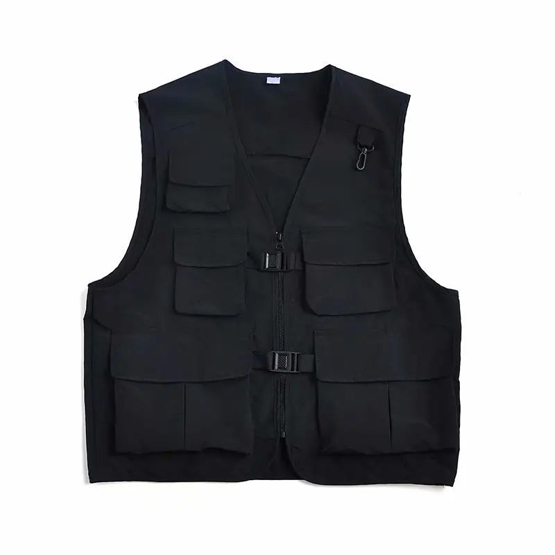 saferido Mens Vest Jacket Summer Thin Hip Hop Cargo Vest Design Tooling Pocket Vest Fashion Outwear Clothes Harajuku