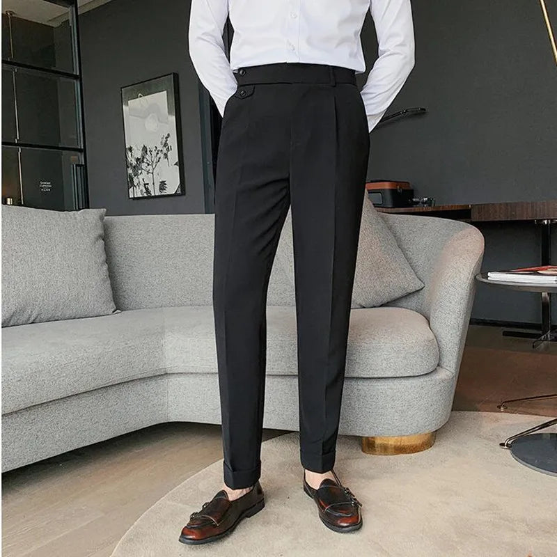 saferido Spring New Men's Suit Pants Fashion Business Casual Slim Dress Pants Men's Street Wear Social Formal Pantalon Clothing 36