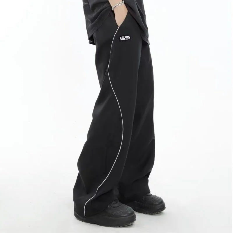 saferido New Spring and Autumn Fashion Brand Panel Contrast Drawstring Straight Barrel Workwear Sports Casual Loose Versatile Men's Pants
