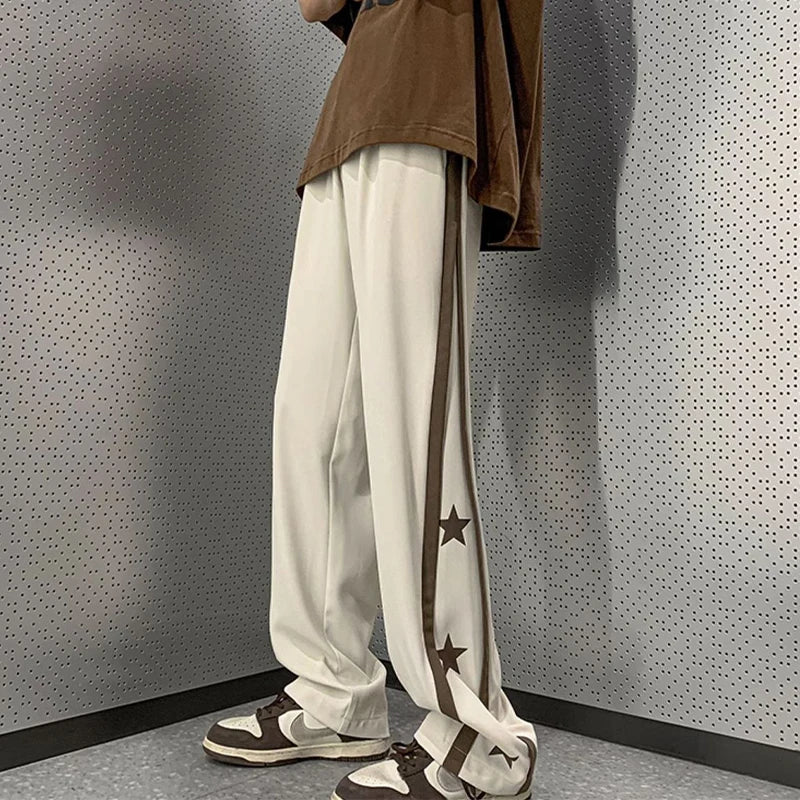 saferido Y2K Star Sweatpants Men Black Sports Pants Wide Leg Trousers Male Japanese Streetwear Hip Hop Graphic Loose Casual