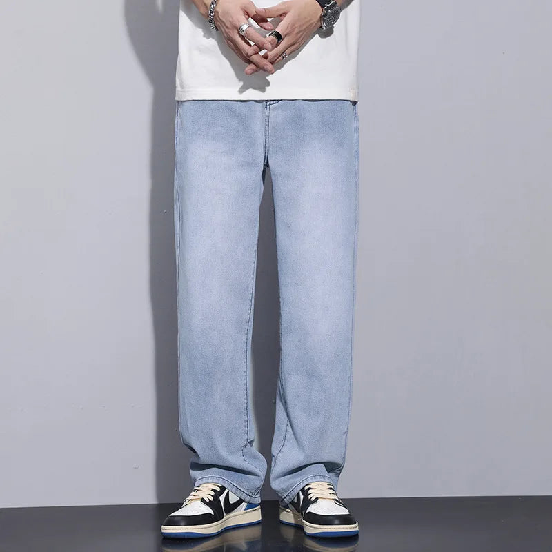 saferido Men's Clothing Y2k Baggy Jeans Spring/Summer New Man Pants American Trendy Hole Loose Leisure Straight Leg Wide Jeans for Men
